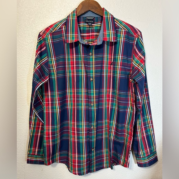 Nautica Plaid Button Down Shirt Boys XL 18/20 - Picture 3 of 10